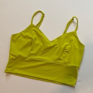 V Neck Crop Top Lime Green MEDIUM